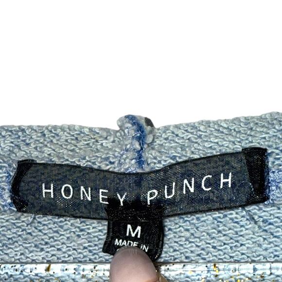 Honey Punch Pullover Hooded Sweatshirt Lightweight V-neck Gorpcore Medium Blue - Picture 5 of 8